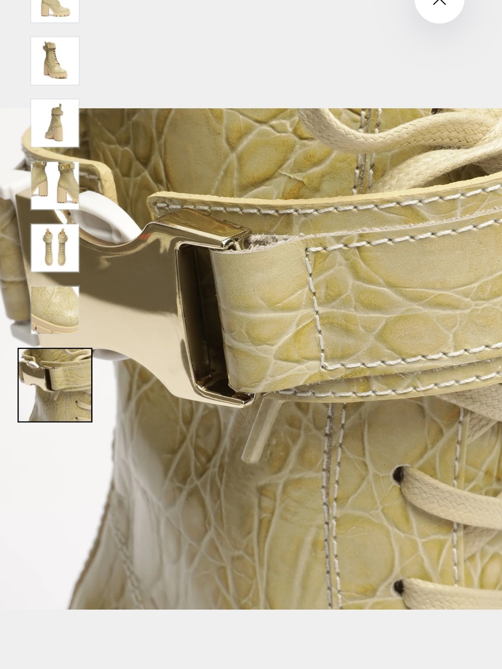 SCHUTZ Roslyn Croc-Embossed Heeled Boot in Light Beige - Picture 7 of 9